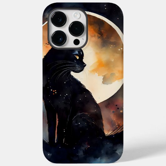 WATERVERF ZWARTE KAT MET VOLLEDIGE MOON Case-Mate iPhone CASE (Achterkant)