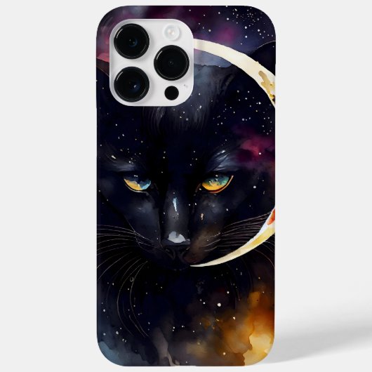 WATERVERF ZWARTE KAT MET VOLLEDIGE MOON Case-Mate iPhone CASE (Achterkant)