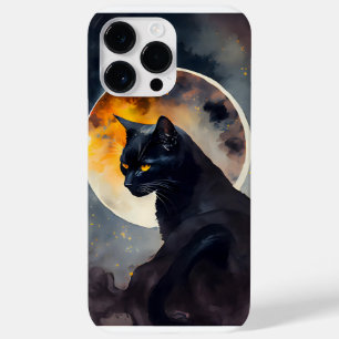  WATERVERF ZWARTE KAT MET VOLLEDIGE MOON Case-Mate iPhone 14 PRO MAX HOESJE