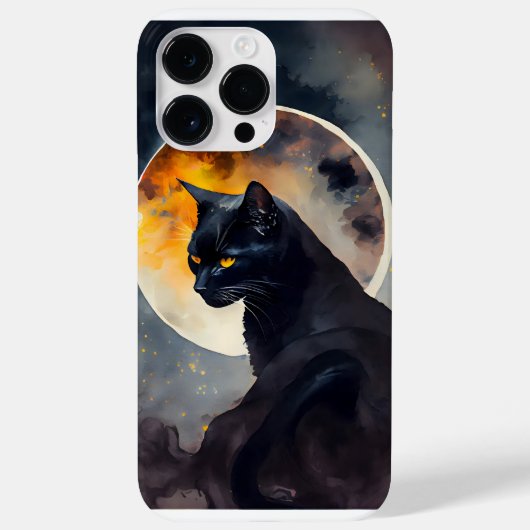  WATERVERF ZWARTE KAT MET VOLLEDIGE MOON Case-Mate iPhone CASE (Achterkant)