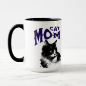 Waterverf Zwarte KAT MOEDER Personaliseer Mok (Links)