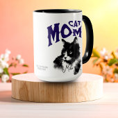Waterverf Zwarte KAT MOEDER Personaliseer Mok