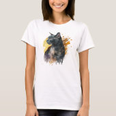 Waterverf zwarte kat t-shirt (Voorkant)