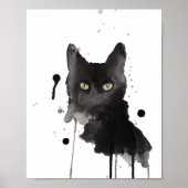 waterverf zwarte katten poster (Voorkant)