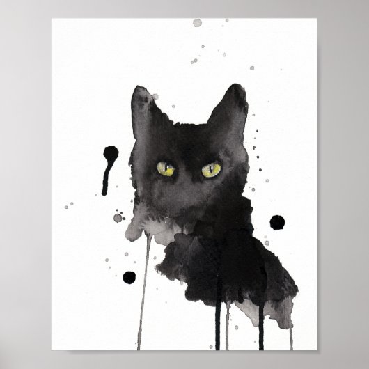 waterverf zwarte katten poster (Voorkant)
