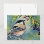 Waterverf zwarte kippen - Bird Berries - Kunst Briefkaart (Voorkant / Achterkant)