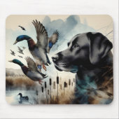Waterverf zwarte labrador en eenden muismat (Voorkant)