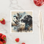 Waterverf zwarte labrador en eenden servet (Insitu)