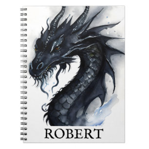 Waterverf zwarte Nidhogg Dragon met naam Notitieboek