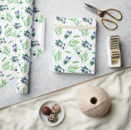 Waterverf zwarte olijfwijnstok cadeaupapier