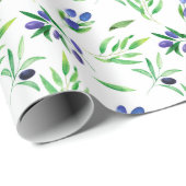 Waterverf zwarte olijfwijnstok cadeaupapier (Rol Hoek)