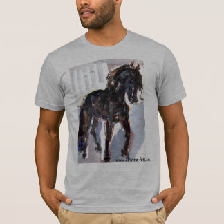 Waterverf zwarte paarden t-shirt