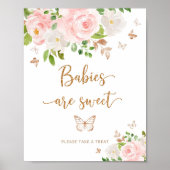 Waterverf zwarte roze vlinder Baby's zijn zoet Poster (Voorkant)