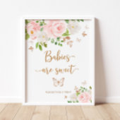 Waterverf zwarte roze vlinder Baby's zijn zoet Poster