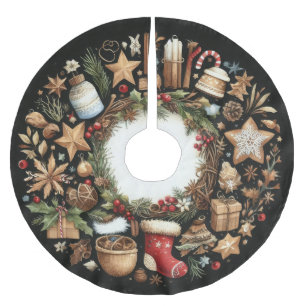 Waterverf Zwarte Rustieke Kerst Motieven Vakantie Kerstboom Rok