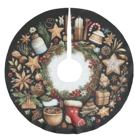 Waterverf Zwarte Rustieke Kerst Motieven Vakantie Kerstboom Rok (Voorkant)