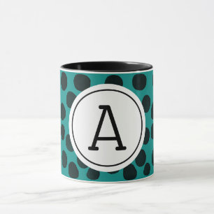 Waterverf Zwarte Spots met monogram Mok