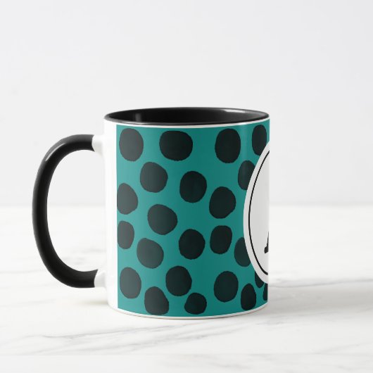 Waterverf Zwarte Spots met monogram Mok (Links)