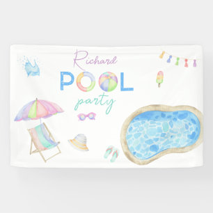 Waterverf Zwembad Verjaardagsfeest Zwembad Zwemmen Spandoek