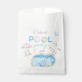 Waterverf zwembad verjaardagsfeestje zwembad zwemm bedankzakje