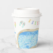 Waterverf zwembad verjaardagsfeestje zwembad zwemm papieren bekers (Achterkant)