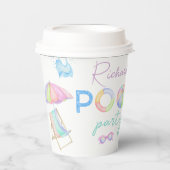 Waterverf zwembad verjaardagsfeestje zwembad zwemm papieren bekers (Voorkant)