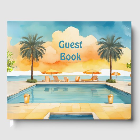 Waterverf Zwembad Zomerfeest Gastenboek (Voorkant)