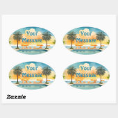 Waterverf Zwembad Zomerfeest Ovale Sticker (Vel)