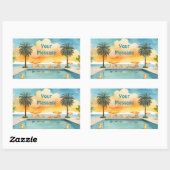Waterverf Zwembad Zomerfeest Rechthoekige Sticker (Vel)