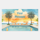 Waterverf Zwembad Zomerfeest Rechthoekige Sticker (Voorkant)