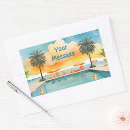 Waterverf Zwembad Zomerfeest Rechthoekige Sticker