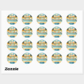 Waterverf Zwembad Zomerfeest Ronde Sticker (Vel)