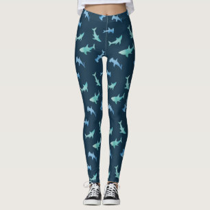 Waterverf zwemmen Shark Silhouettes Patroon Leggings