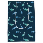 Waterverf zwemmen Shark Silhouettes Patroon Medium Cadeauzakje (Achterkant)
