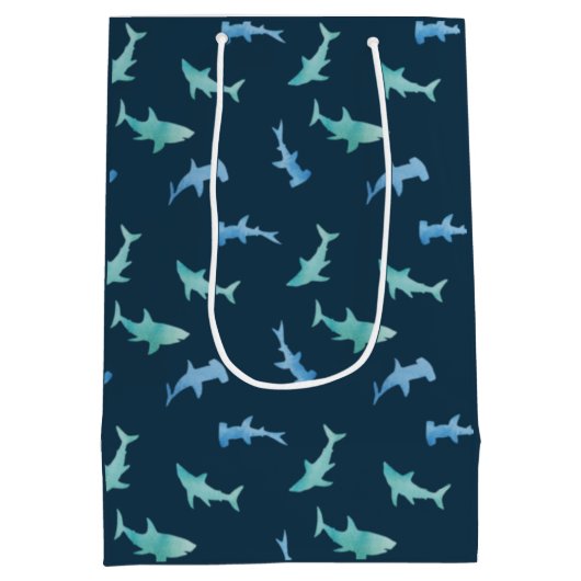 Waterverf zwemmen Shark Silhouettes Patroon Medium Cadeauzakje (Achterkant)