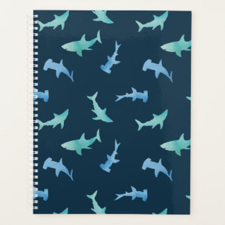 Waterverf zwemmen Shark Silhouettes Patroon Planner