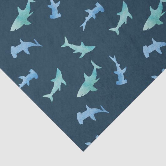 Waterverf zwemmen Shark Silhouettes Patroon Tissuepapier (Detail)