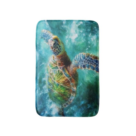 Waterverf Zwemmen Zee Schildpad Badmat (Voorkant Verticaal)