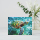 Waterverf Zwemmen Zee Schildpad Briefkaart (Staand voorkant)