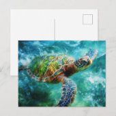 Waterverf Zwemmen Zee Schildpad Briefkaart (Voorkant / Achterkant)