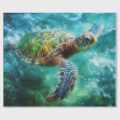 Waterverf Zwemmen Zee Schildpad Cadeaupapier (Vlak)
