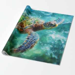 Waterverf Zwemmen Zee Schildpad Cadeaupapier