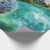 Waterverf Zwemmen Zee Schildpad Cadeaupapier (Hoek)