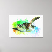 Waterverf Zwemmen Zee Schildpad Canvas (Voorkant)