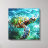 Waterverf Zwemmen Zee Schildpad Canvas Afdruk (Voorkant)