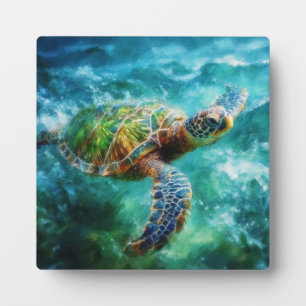 Waterverf Zwemmen Zee Schildpad Fotoplaat