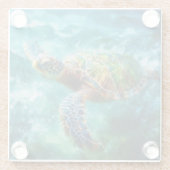 Waterverf Zwemmen Zee Schildpad Glazen Onderzetter (Achterkant)