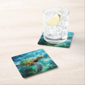 Waterverf Zwemmen Zee Schildpad Kartonnen Onderzetters (Insitu)