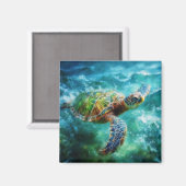Waterverf Zwemmen Zee Schildpad Magneet (Voorkant / Achterkant)