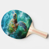Waterverf Zwemmen Zee Schildpad Tafeltennisbatje (Zijkant)